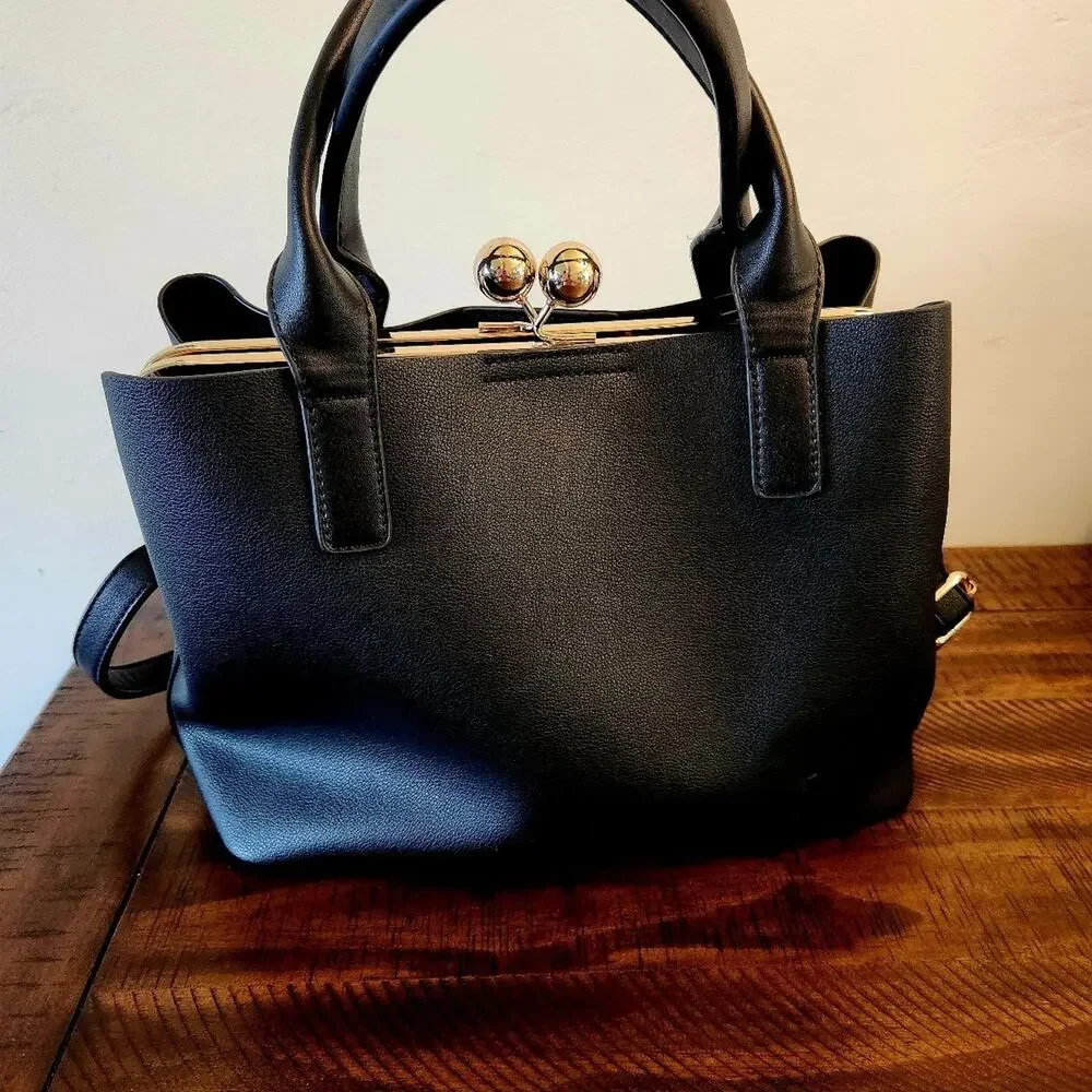 Dune London Black Faux Pebbled Leather Handbag - Picture 3 of 8